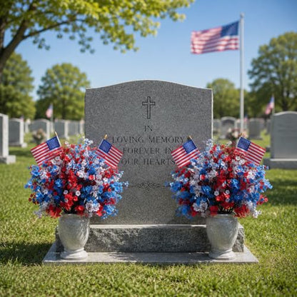 28PCS Red White and Blue Flowers Artificial Patriotic Decor - color: Red White and Blue