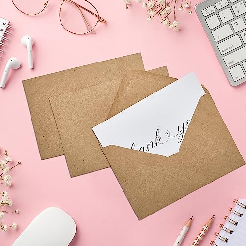 1500PACK Small Thank You Cards with Brown Kraft Envelopes For Business, Weddings, Bridal Shower, Baby Shower, Graduation, Funeral 4X6 inch With Sticker - color: Brown, size: A4(4.25 X 6.25) 1500 PCS With ThankYou Card