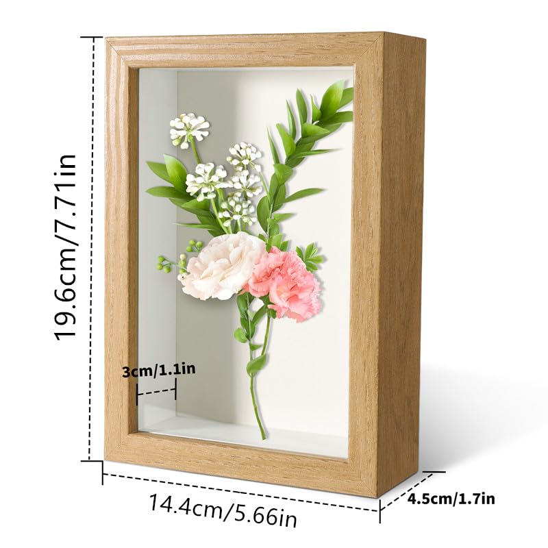 5x7 Wood Color Shadow Box Frame Display Case | With Real Glass for Memorabilia,Wedding Memories,Pins,Awards,Crafts,Tickets and Photos