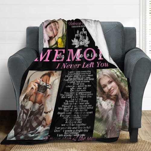 Custom Memorial Grave Blanket for Loss of Loved One - Personalized Funeral Blanket in Loving Memory, Bereavement Gift - color: A-11