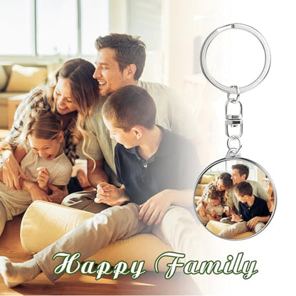 Double Sided Custom Keychain With Picture Alloy Color Printing Personalized Photo Keychain Customizable Text Gifts - color: B-round