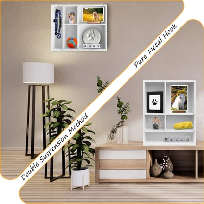 11*14" Solid Wood Pet Memorial Shadow Box with Adjustable Shelves - color: White