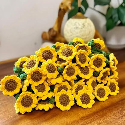 Unique Gifts for Women Birthday, Premium Crochet Sunflower Bouquet Blanket | Gifts for Mom Wife Grandma Girlfriend Handmade Knitted Throw Flower Blanket, Get Well Gifts for Women After Surgery, 51in - color: Sunflower