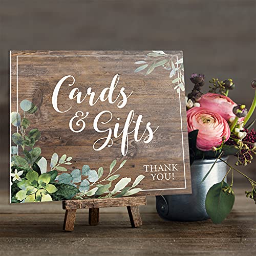 Lush Greenery Cards And Gifts Sign / 8" x 9" Rustic Wedding Sign/Lush Greenery Table Top Sign/Wedding Anniversary Reunion Sign/Made In The USA - color: Lush Greenery, style: Gifts & Cards