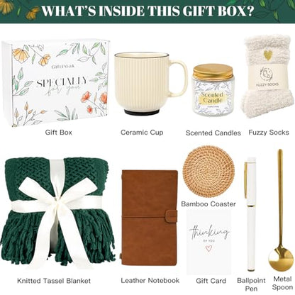 Gifts for Women, Get Well Soon Gifts for Women, Sympathy Gift Baskets, Thinking of You Care Package, Self Care Package, After Surgery Feel Better Blanket (Green) - color: Green