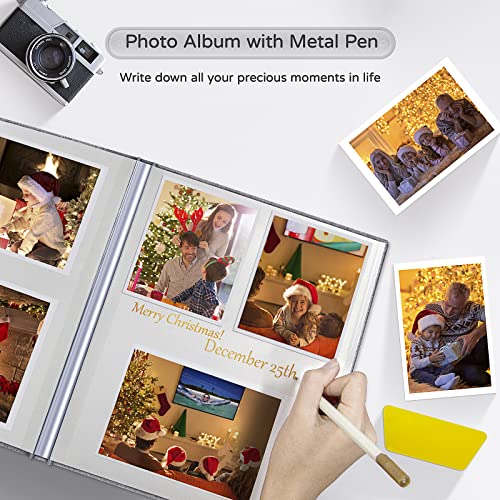 Popotop Large Photo Album Self Adhesive 4x6 5x7 8x10 Scrapbook Album DIY Picture Book,Gifts for Mom,Family Baby and Wedding,with Metal Pen and Plastic Board - color: Grey, size: 11.5"x10.6"40pages