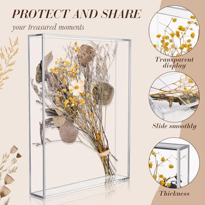 Barydat 2 Pcs 11'' x 14'' Acrylic Shadow Boxes Display Cases, Shadow Box DIY Frame Clear Acrylic Display Cases Wedding Memory Dried Flower Container Picture Photo Frame for Valentine Day Wedding - size: 11 x 14''