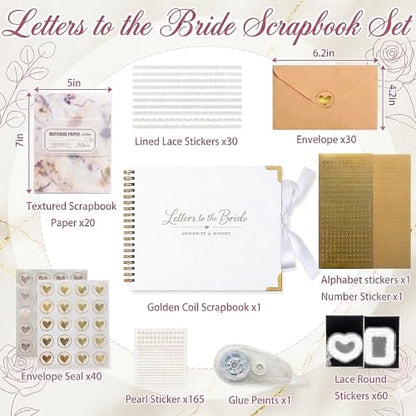 Letters to the Bride Scrapbook Kit, Bridal Shower Guest Book Alternative - color: white