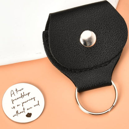 Best Friends Gifts for Women Men - Pocket Hug Keychain Friend Bff Bestie Birthday Christmas Gift Long Distance Relationship Gifts A True Friendship is A Journey Without An End Keychains Double Sided - color: A True Friendship