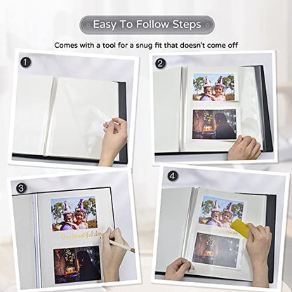 Popotop Large Photo Album Self Adhesive 4x6 5x7 8x10 Scrapbook Album DIY Picture Book,Gifts for Mom,Family Baby and Wedding,with Metal Pen and Plastic Board - color: Black, size: 11.5"x10.6"40pages