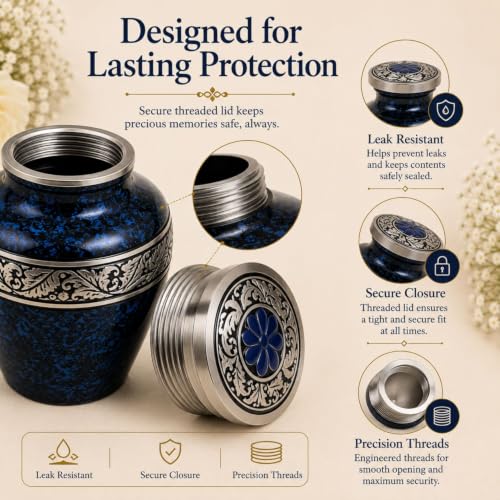 Small Cremation Urns for Human Ashes, Set of 4 Mini Keepsake Urns, Decorative Memorial Urns with Velvet Presentation Box for Family Sharing