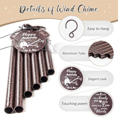 Anniversary Wind Chimes Gifts for Men Women, Happy Anniversary Decorations, 25" Wind Chimes Romantic Gift for Couple, Parents, Wife, Husband, Friends - size: Anniversary Gift