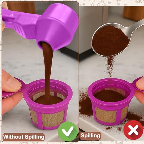 Palksky Coffee Scoop & Funnel for Reusable K Cup Refillable Coffee Pods,2 Tablespoon Coffee Measuring coffee Scooper,1PCS(Purple) - color: Purple