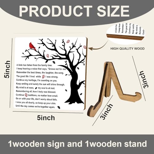 A Limb Has Fallen from The Family Tree Sympathy Wooden Plaque with Stand - color: In Loving Memory