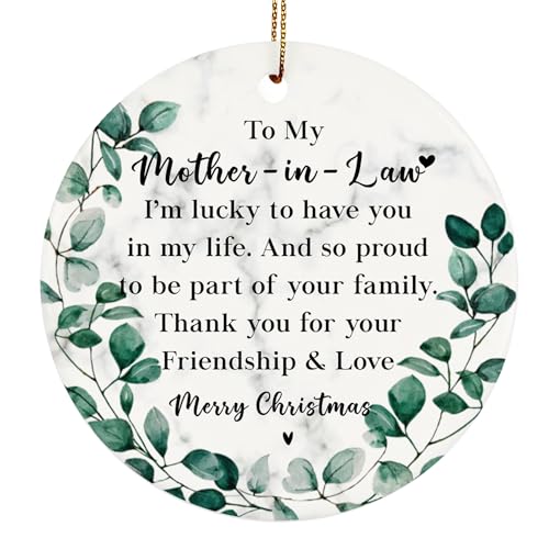 Mother in Law Christmas Ornament, Mother-in-Law Two-Sides Printed Ornament from Daughter in Law & Son in Law, Holiday Keepsake for Xmas Tree - color: Mother in Law