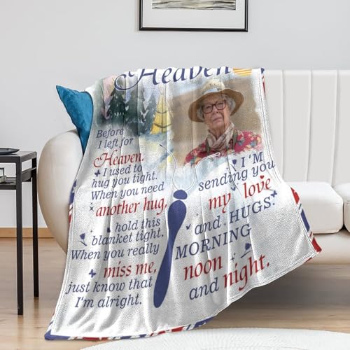 Artsadd Custom Memorial Blankets for Loss of Loved One - A Hug from Heanven Sympathy Blanket Loss of Dad Mom Husband Wife Friend in Loving Memory Blanket Personalized - Remembrance Blankets - color: A-4