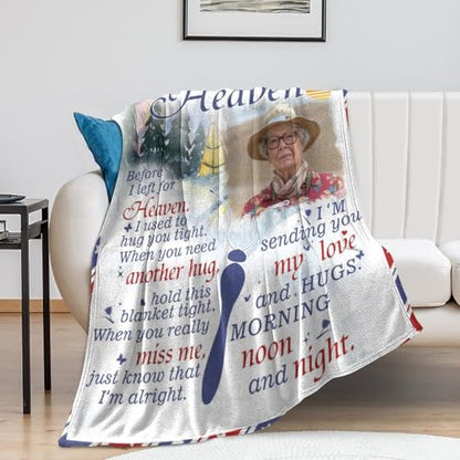 Artsadd Custom Memorial Blankets for Loss of Loved One - A Hug from Heanven Sympathy Blanket Loss of Dad Mom Husband Wife Friend in Loving Memory Blanket Personalized - Remembrance Blankets - color: A-4