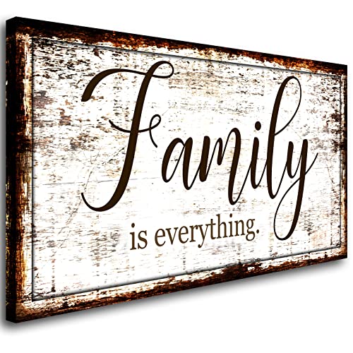 Family is Everything Wall Decor-Rustic Family Quote Print Canvas for Farmhouse-Family Signs Wall Art- Framed Artwork Wall Decoration for Living Room,Bedroom,Dining Room,Home Decor,Ready to Hang 20"x40" - color: Family is Everything A, size: 40"L x 20"W