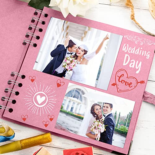 Bstorify Square Scrapbook Photo Albums 7 x 7 Inch Pink Thick Paper, Hardcover, Metal Corners, Ribbon Closure - Ideal for Your Scrapbooking Albums, Art & Craft Projects | Hardcover with Thick 200 GSM Kraft Paper, Ideal for Your Scrapbooking Albums, Art & C