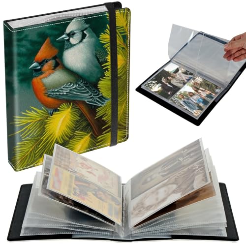 Small Photo Album 3.5x5 inch 80 Pictures PU Leather Photo Albums with Transparent Inner Pockets & Elastic Band for Wedding Boys Girl Travel Family Pictures - Cute Bird - color: Cute Bird, size: 3.5x5 Photo Album