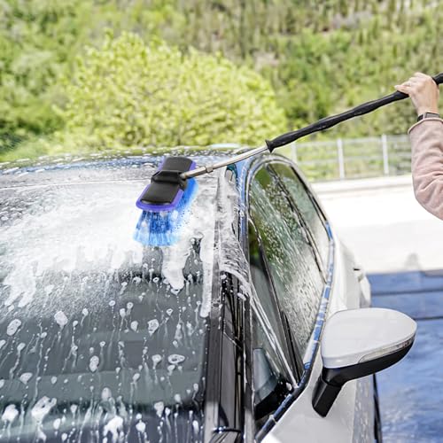 Car Wash Brush Head with Soft Bristle 10 Inch, Car Cleaning Brush with Protective Bumper for Cleaning Auto Cars Trucks RV Boat Deck Solar Panel