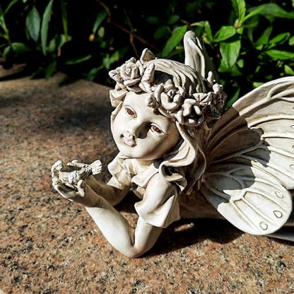 Garden Angel with Bird Statue, Resin Fairy Outdoor Memorial Decor | Weather-Resistant Accent For Patios, Yards, Gardens And Thoughtful Gifts - style: Angel Holding A Bird
