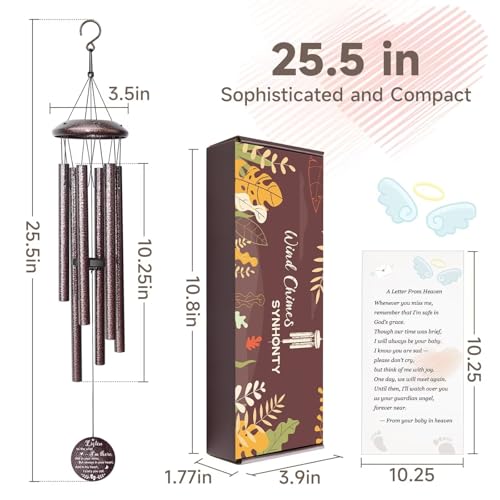 Miscarriage Gifts for Mothers, 25'' Loss of baby Sympathy Wind Chimes,infant loss memorial gifts,Bereavement,Condolence,Remembrance Gift,Miscarriage Keepsake for Mom,Windchimes in Memory of angel baby