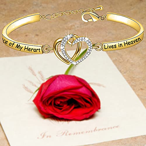 FAADBUK Memorial Jewelry Loss Gift A Piece of My Heart Lives In Heaven Bracelet In Memory of Loved Son Daughter Sympathy Gift - color: A Piece Of C-Gold