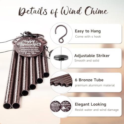 Anniversary Wind Chimes Gifts for Men Women, Happy Anniversary Decorations, 25" Wind Chimes Romantic Gift for Couple, Parents, Wife, Husband, Friends (Mr & Mrs - size: Mr & Mrs Anniversary Gift