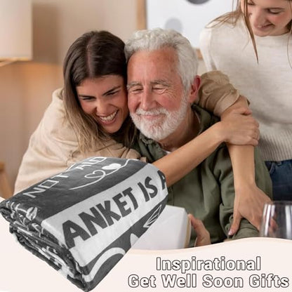 Healing Hug Blanket 60"x50", Inspirational Gifts for Men, Comfort Items Chemo Patients, After Surgery Recovery Gifts, Cancer Get Well Gifts for Men, Grey - color: You Are-grey