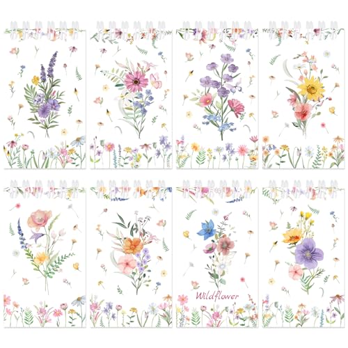 24 PCS Wildflower Mini Notebooks, Wildflower Flower Party Favors Pocket Notepads Journal Memo Spiral Notebooks for Birthday Party Supplies