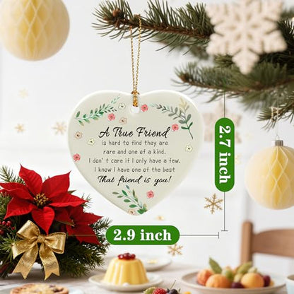 A True Friend is Hard to Find They are Rare and One of a Kind - Birthday, Christmas Friendship Gift | Gifts for Best Friend, Bestie, Female BFF | Ceramic Keepsake, Friendship Christmas Ornament - color: A True Friend
