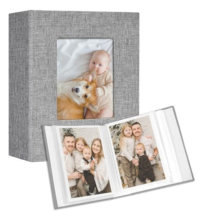 Vienrose 4x6 Small Photo Album, 2 Pack, 100 Photos, Grey | Linen Cover, Mini Photo Album, Baby Memory Book, Wedding Family Travel - color: Grey, size: 4x6 50 Pockets