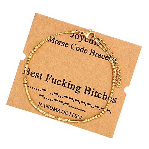Best Friend Birthday Gifts Morse Code Bracelets For Women Mothers Day Birthday Christmas Gifts For Sister Daughter Grandmother Stainless Steel Jewelry Friendships Inspirational Gifts For Women - style: Gold: Best F*c*ing Bitches