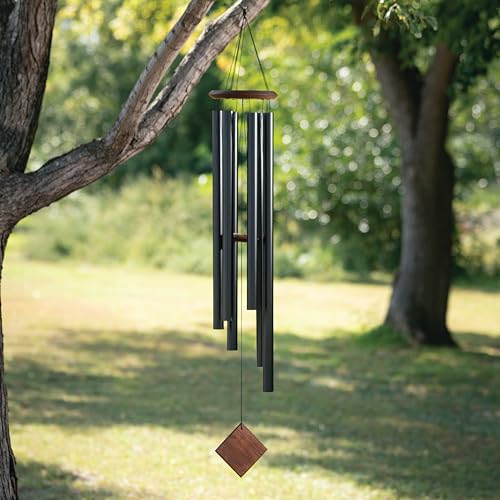 Woodstock Chimes Neptune Wind Chime for Outside 54" Large Black, Deep Tone Sound for Outdoor Garden, Patio, Porch Decor, Encore Collection DCKT54