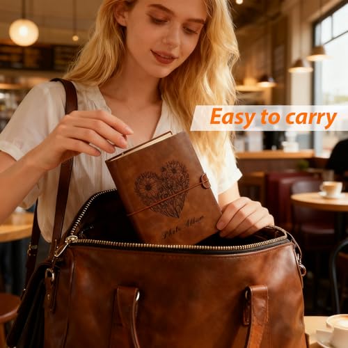 Photo Album 4x6, Leather Scrapbook Album with 50 Photos and 20 Writing Paper, DIY 6 Ring Binder Photo Album for Wedding Kids Birthday Family Travel (Brown) - color: Brown