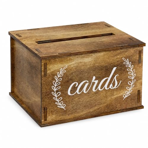 Wooden Wedding Card Box with Slot and Lid for Reception | Rustic Gift Card Box for Wedding Decorations, Money Gift Boxes for Party Anniversary Baby, Bridal Shower, Birthday