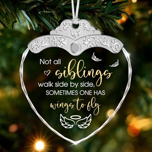 Glass Ornament - Memorial Gifts for Loss of Siblings - Not All Siblings Walk Side by Side - Loss of Sister Brother Sympathy Gift - Funeral Memorial - Bereavement Keepsake - Grief Decor Gifts - color: Siblings
