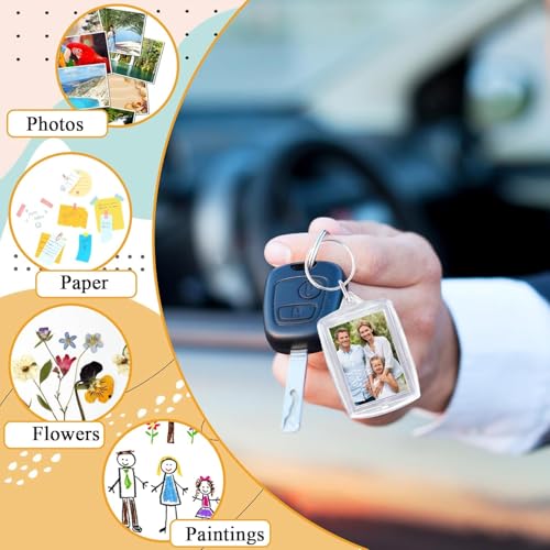Personalized Custom Picture Frame Keychain 6PCS Acrylic Clear Rectangle Photo Keychain Blanks DIY for Loved Ones - size: Small Size Fit 1.73x1 Inch Photo