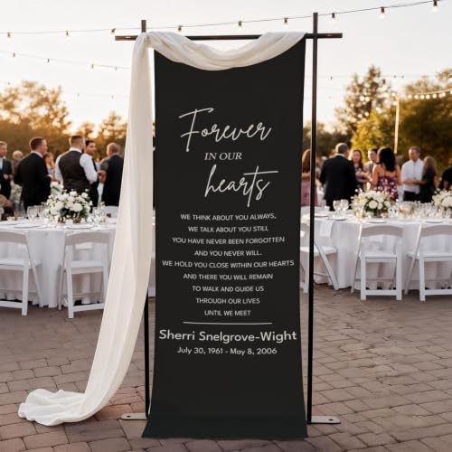 Personalized Forever In Our Hearts Welcome Sign, Funeral Fabric Banner #1 - color: Design 1