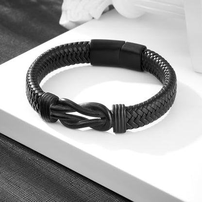RIPFEVURN Urn Bracelet for Ashes for Women Men Infinity Knot Cremation Jewelry Leather Cuff Bangle Memorial Ashes Bracelet