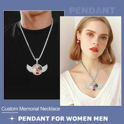 YIMERAIRE Customized Picture Necklace Personalized Circle Chain - color: 01 Circle Pendant Text(Silver)+Tennis Chain 0171