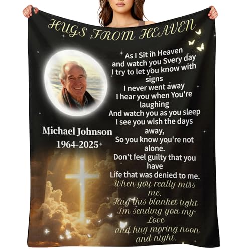 Custom Memorial Blanket with Photos for Loss of Loved One, Thanksgiving Gifts Personalized Sympathy Blanket for Loss of Dad Mom Husband Wife Friend of Loved One Gifts, Ships Next Day Made in USA - color: Style 4