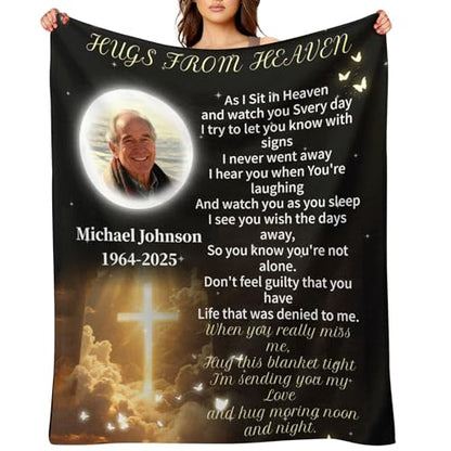 Custom Memorial Blanket with Photos for Loss of Loved One, Thanksgiving Gifts Personalized Sympathy Blanket for Loss of Dad Mom Husband Wife Friend of Loved One Gifts, Ships Next Day Made in USA - color: Style 4