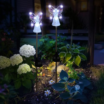 GIGALUMI 2 Pack Angel Solar Lights Outdoor Garden Decor Yard Art - size: 2 Pack