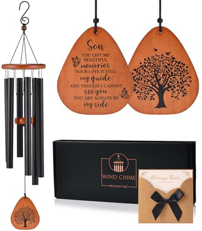AMBOBE Memorial Sympathy Gifts for Loss of Son, 32" Memorial Wind Chimes | Loss of Son Sympathy Gifts, Remembrance/Bereavement Gifts for Loss of Son, Windchimes in Memory of Son - size: Black - Son