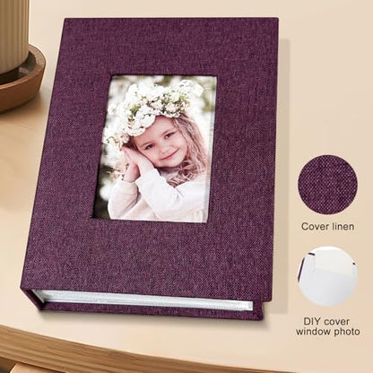 Photo Album 4x6 100 Pockets, Linen Cover Top Loader Vertical, Slip-in Picture Purple Pockets Albums for Wedding, Family, Anniversary, Baby, Vacation - color: Purple, size: 100 Pockets
