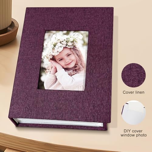 Photo Album 4x6 100 Pockets, Linen Cover Top Loader Vertical, Slip-in Picture Purple Pockets Albums for Wedding, Family, Anniversary, Baby, Vacation - color: Purple, size: 100 Pockets