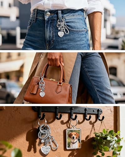 Belloxis Pet Memorial Gifts for Loss of Dog | Stainless Bridge Card Keychain, Rainbow Loss Sympathy Gift, Animal Paw Print Heart Key Chain for Women Men Pet Died - color: Stainless Steel Silver