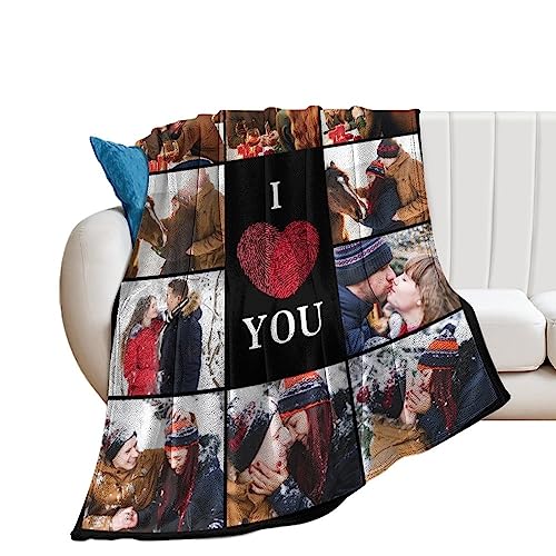 Artsadd I Love You Couples Custom Blanket with Photo Text - Personalized Picture Gifts for Boyfriend Girlfriend Wife Husband - Birthday Valentine Anniversary Wedding for Him Her Women Men -S - color: 1-dad-07